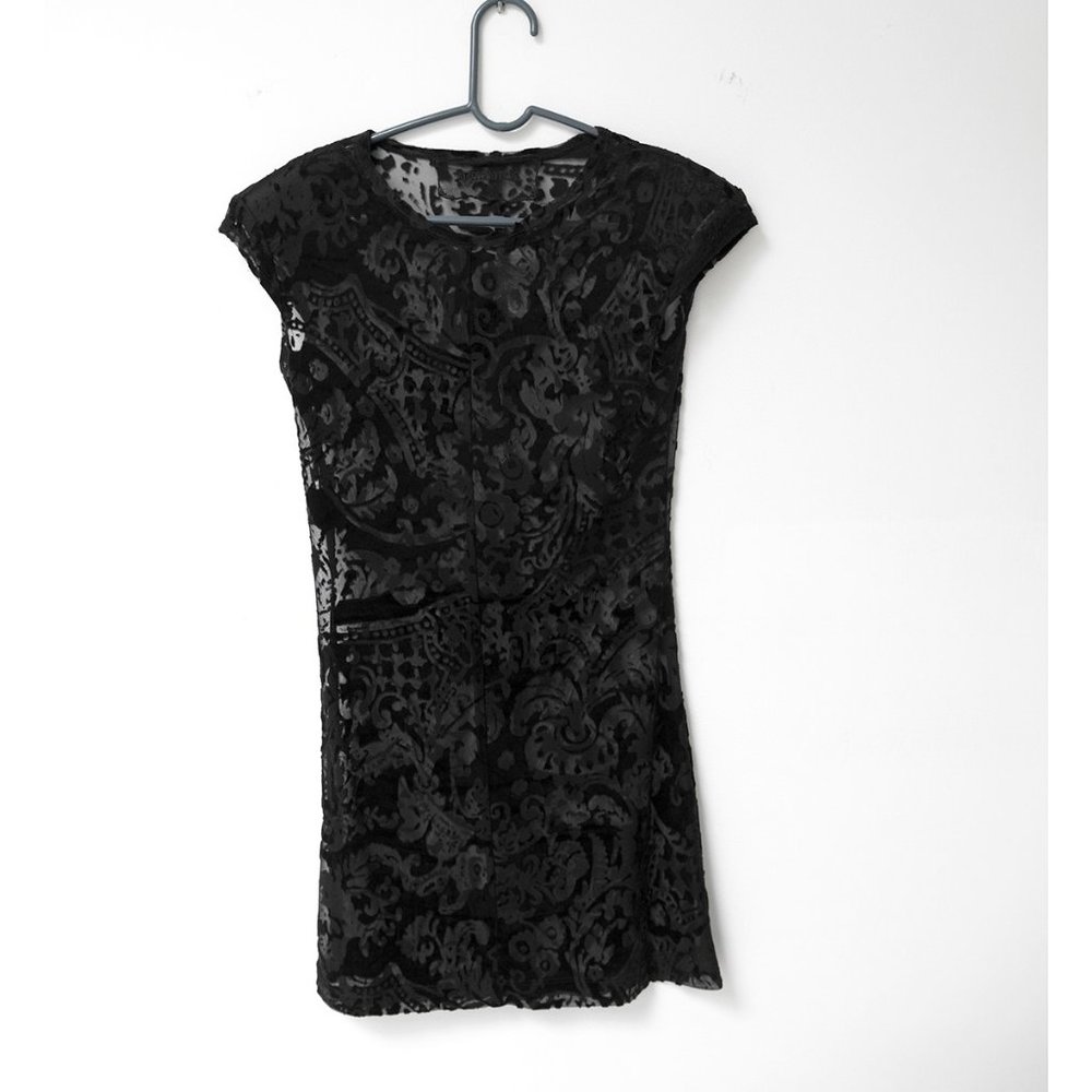 RARE Reformation Cap Sleeve Black Sheer Tunic Top XS